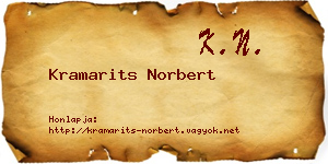 Kramarits Norbert névjegykártya